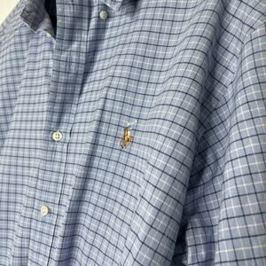 Ralph Lauren Shirt XXL Blue Check Flesh Pony Plaid Classic Long Sleeve Custom